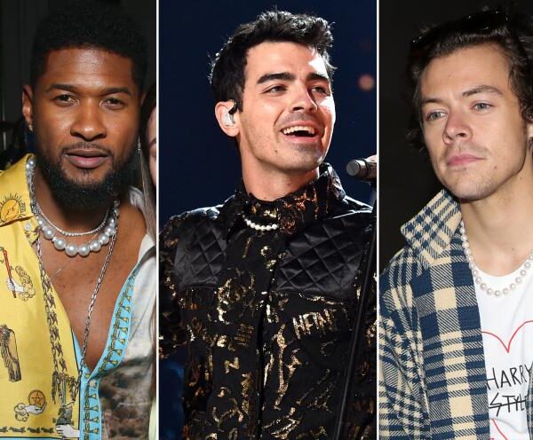 Male celebrities wearing gorgeous pearl jewelry