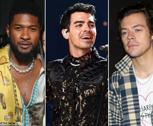 Male celebrities wearing gorgeous pearl jewelry
